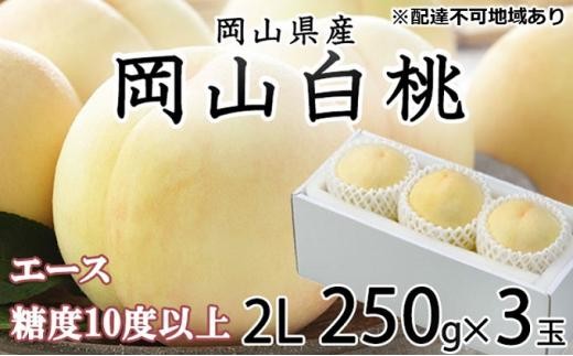 桃 2026年 岡山 白桃 エース 3玉×約250g（2Lサイズ）JAおかやまのもも（早生種・中生種） もも モモ 岡山県産 国産 フルーツ 果物 ギフト