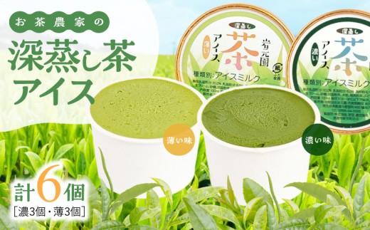 お茶農家の深蒸し茶アイス（濃・薄 各3個 計6個）　KN166-001-01 2256846 - 鹿児島県鹿屋市