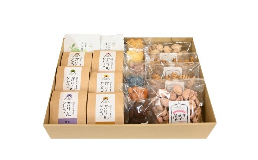 [岐阜のお菓子]にぎやかパーティーセット かりんとう&招き猫マドレーヌ&マカポン