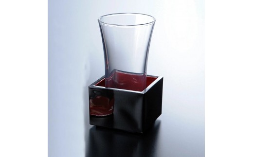 みよし漆器本舗 紀州塗り ぬりもん de Verre 一口グラス マスセット 黒(亀) グラス:100ml/マス:90ml