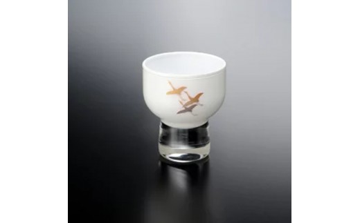 みよし漆器本舗 紀州塗り ぬりもん de Verre 盃 蒔絵 千羽鶴 白 70ml 2249710 - 和歌山県海南市