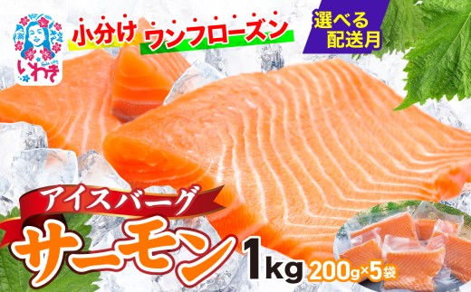 【2025年12月発送】アイスバーグサーモン（アトランティックサーモン）　約1kg（約200g×5袋） 刺身 フィレ 個包装 冷凍 さけ サケ 生食サーモン 鮭 魚 海鮮 手巻き寿司 海鮮丼 人気 おすすめ ノルウェー産 2255391 - 福島県いわき市