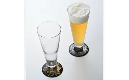 みよし漆器本舗 紀州塗り ぬりもん de Verre ピルスナーグラス ペアセット 金 銀 ボタニカル 285ml