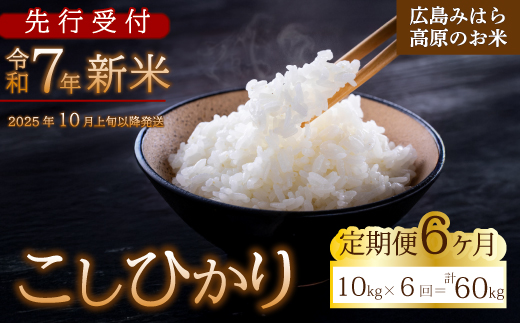 【先行受付】■6か月定期便■ 令和7年新米 コシヒカリ 白米10kg 2025年10月上旬以降～発送 お米 米 精米 ごはん ご飯 広島県 三原市 220008