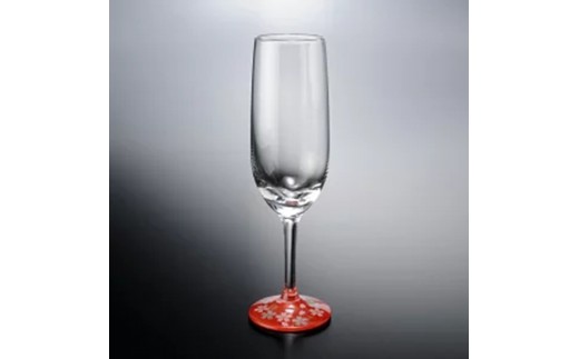 みよし漆器本舗 紀州塗り ぬりもん de Verre トールシャンパン 蒔絵 桜 赤 185ml