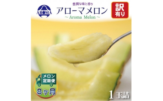 ＜毎月定期便＞＜訳あり＞アローマメロン 1玉　全8回【4072000】