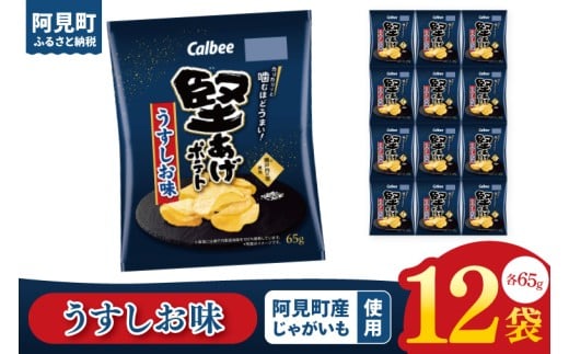カルビー 堅あげポテト うすしお味（65g） 12個｜Calbee お菓子 菓子 おやつ おかし ぽてち ポテチ スナック おつまみ ジャガイモ じゃがいも（93-10）