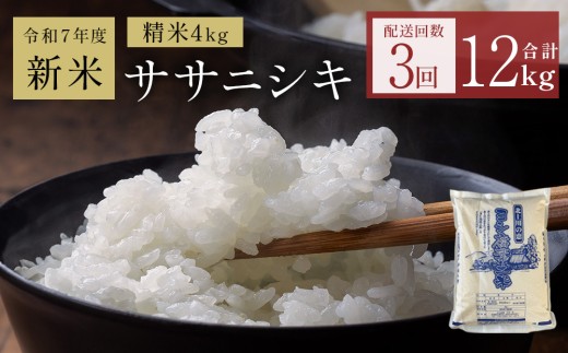 〈 先行予約 〉米 令和7年産 <定期便> ヨシ腐葉土米 精米12kg(4kg×3回発送)ササニシキ 宮城県 石巻市 定期便 毎月 3回 4kg 米 お米