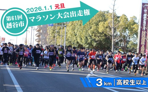 No.303 第61回越谷市元旦マラソン大会出走権（高校生以上　3km） ／ 2026年1月1日 元日 正月 新年 年明け 新春 初走り 出走 参加券 チケット マラソン スポーツ イベント 大会 エントリー 埼玉県 2259629 - 埼玉県越谷市