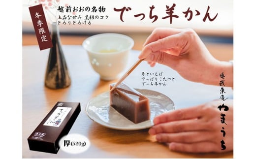 【先行予約】老舗和菓子店　福井県大野市冬の名物 でっち羊かん 厚サイズ（約520g）1本 【11月～順次発送】