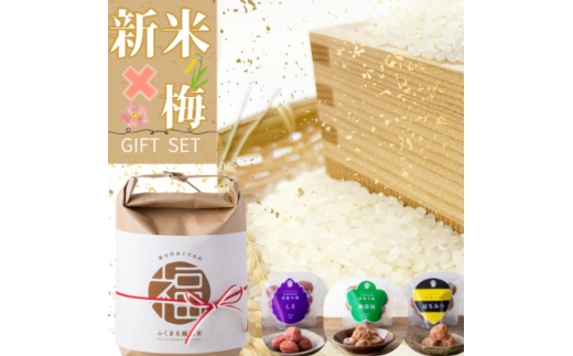 茨城県産『常陸乃梅』梅干し3種 & ふくまる厳選米 精米 2kg【1481016】