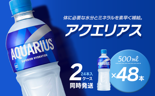 アクエリアス 500mlPET 48本(24本入×2ケース) | スポーツドリンク アクエリ 水分補給 熱中症対策 清涼飲料水 飲料 ペットボトル 2箱 愛媛県 西条市 送料無料