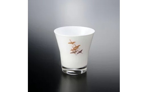 みよし漆器本舗 紀州塗り ぬりもん de Verre フリーグラス 蒔絵 千羽鶴 白 210ml 2249641 - 和歌山県海南市