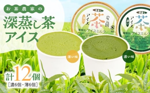 お茶農家の深蒸し茶アイス（濃・薄 各6個 計12個）　KN166-001-02 2256847 - 鹿児島県鹿屋市