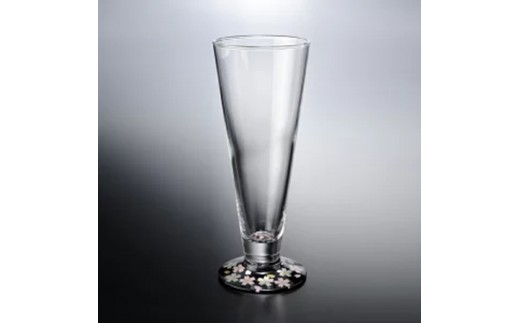 みよし漆器本舗 紀州塗りビールグラス ぬりもん de Verre 蒔絵 桜 黒 285ml 2249707 - 和歌山県海南市
