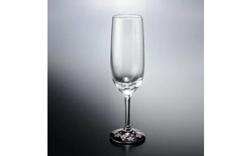 みよし漆器本舗 紀州塗り ぬりもん de Verre トールシャンパン 蒔絵 桜 黒 185ml 2249702 - 和歌山県海南市