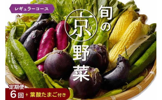 【6回定期便】旬の京野菜　毎月お届けレギュラーコース（全6回）＆『葉酸たまご』6個入り×1パック×3回分付《野菜定期便 野菜詰め合わせ 野菜セット 京野菜 旬の野菜 新鮮野菜 卵 野菜 定期便 6回 卵》