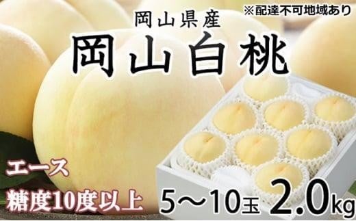 桃 2026年 岡山 白桃 エース 5～10玉 約2kg JAおかやまのもも（早生種・中生種） もも モモ 岡山県産 国産 フルーツ 果物 ギフト 777536 - 岡山県岡山市