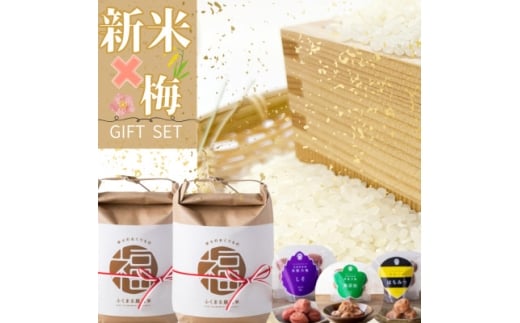 茨城県産『常陸乃梅』梅干し3種 & ふくまる厳選米 精米 2kg×2袋【1481019】