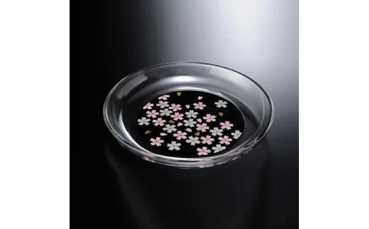 みよし漆器本舗 紀州塗り ぬりもん de Verre 丸小皿 蒔絵 桜 黒 直径14.8×2cm 2249618 - 和歌山県海南市