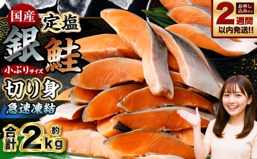 国産 定塩銀鮭切り身 合計約2kg (約1kg×2パック)