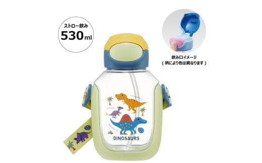 ワンプッシュストローボトル 530ml ディノサウルス スケーター[skater]水筒 ワンプッシュオープン 奈良県 奈良市 なら 6-315