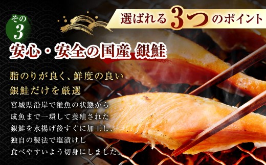国産 定塩銀鮭切り身 合計約3kg （約1kg×3パック）