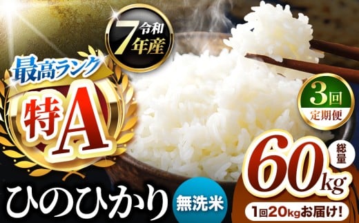 【 定期便 3回 】熊本県産 ひのひかり 無洗米 20kg | お米 米 こめ おこめ 精米 ヒノヒカリ 20キロ 国産 国産米 定期 くまもと 熊本 熊本県 玉名市 玉名