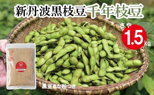 新丹波黒 枝豆 千年枝豆 1.5kg さや 京都 丹波 京丹波町産 期間限定 生産者限定 国産 こだわり 厳選 黒豆 枝豆 おつまみ きな粉 黒豆きなこ付き [011HY001L] 1471171 - 京都府京丹波町