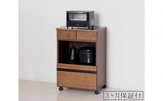 コンパクトレンジワゴン キッチンワゴン 約幅55×奥行40×高さ82cm ブラウン スライドトレー付き 引き出し付き コンセント付き キャスター付き 大理石調メラミンシート天板 AKU104405001 1628126 - 和歌山県海南市