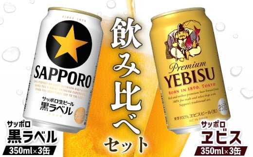 ビール飲み比べ2種セット サッポロ黒ラベル350ml 3缶 と サッポロエビス350ml 3缶 計6缶 | ふるさと納税 北海道 恵庭 セット エビス サッポロエビス 黒ラベル サッポロ黒ラベル 飲み比べ セット サッポロ ビール 生ビール お酒 酒 笹松屋 恵庭市【880089】