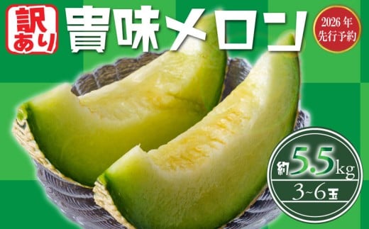 【 2026 年発送 】< 訳あり メロン > 先行予約 貴味 メロン 青肉 約5.5kg 以上 (2～6L) (約3～6玉) めろん melon タカミメロン ジューシ 糖度 おすすめ 高級 人気 旬 果物 くだもの フルーツ 贈り物 ギフト 贈答 産地直送 千葉県 旭市 たかの果樹園 tke002_X1 2112714 - 千葉県旭市