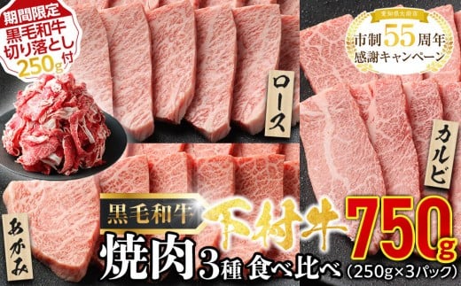 【期間限定】『下村牛』焼肉3種食べ比べセット750g ＋ 切り落とし250ｇ付き 2254591 - 愛知県大府市