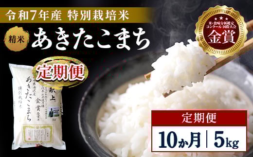 【定期便10ヶ月】【令和7年産】特別栽培米 あきたこまち 精米 5kg【渡部 浩見】[F2110]