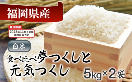  令和7年産　福岡県産米食べ比べ（白米）「夢つくし」と「元気つくし」セット　計10kg【11月上旬頃より順次出荷予定】
