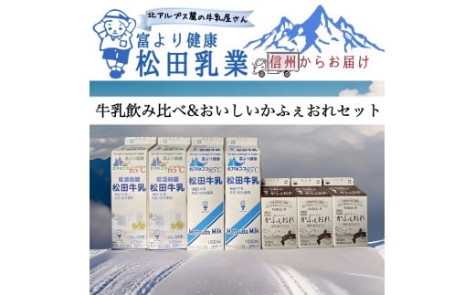 長野県 北アルプス麓の牛乳屋さん 牛乳飲み比べ＆おいしいかふぇおれセット