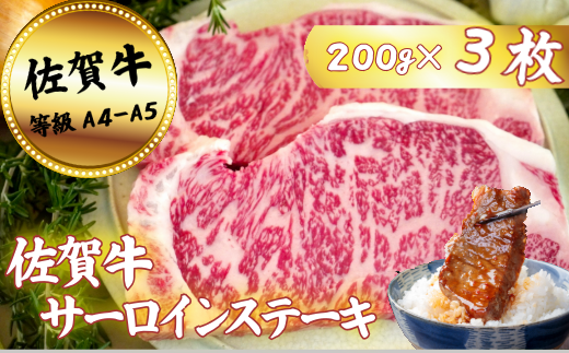 佐賀牛サーロインステーキ 200g×3枚：B250-023