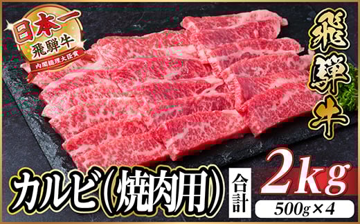 レビューキャンペーン実施中!飛騨牛　厳選カルビ(焼肉・BBQ用)2kg　A4～A5等級　小分け【1543786】