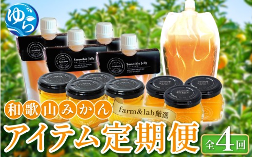 【定期便】farm＆lab 厳選！みかんアイテム定期便（全4回お届け） / ミカン みかんジュース みかんバター スムージーゼリー みかんジャム 由良町 和歌山【fmlb-tkb001】