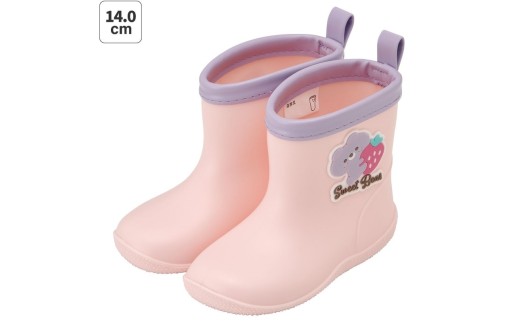 ワッペン 付き レインブーツ[14cm] 長靴 キッズ 子供 おしゃれ かわいい スケーター skater Sweet Bear クマ くま ピンク いちご[反射テープ付き ながぐつ 雨具 雨の日] 奈良県 奈良市 なら 5-129