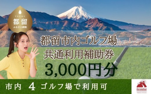 山梨県都留市内ゴルフ場共通利用券【3,00
