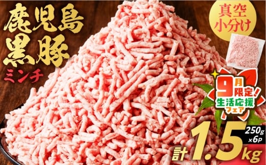 【 期間限定 生活応援 】鹿児島県産 黒豚ミンチ 1.5kg　K025-013_03_cp