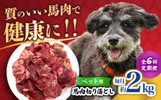 【全6回定期便】ペット用 馬肉 切り落とし (2kg)  【合同会社　長岡フーズ】 [ZFR059]