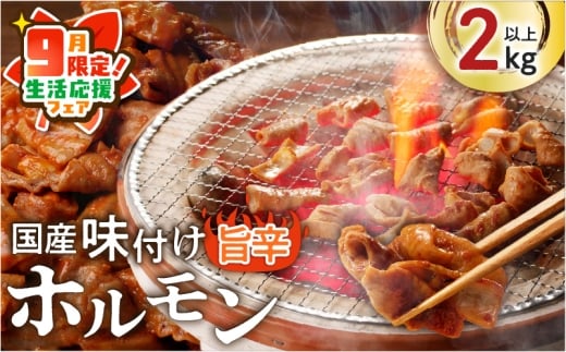 【 期間限定 生活応援 】国産豚味付けホルモン(旨辛) K073-011_cp 1839270 - 鹿児島県鹿児島市