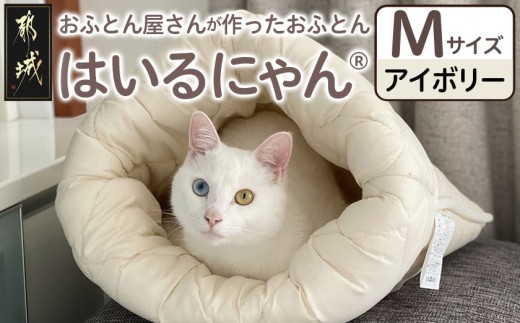【アイボリー】ねこのおふとん「はいるにゃん(R)」Mサイズ_11-J201-iv_(都城市) ねこのおふとん Mサイズ 幅50cm 長さ55cm アイボリー 日本製