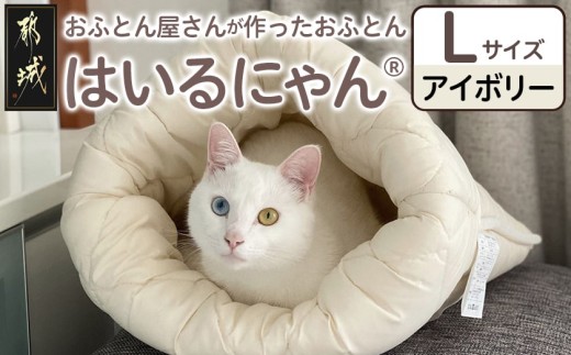 【アイボリー】ねこのおふとん「はいるにゃん(R)」Lサイズ_AO-J201-iv_(都城市) ペット用品 ねこのおふとん Lサイズ 幅60cm 長さ65cm アイボリー 日本製