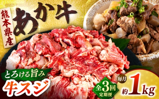 [全3回定期便]熊本あか牛スジ 1kg [合同会社 長岡フーズ] 