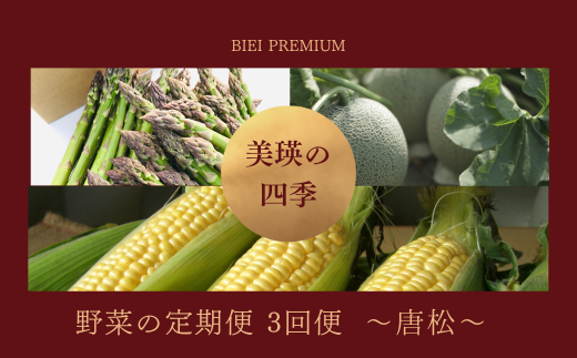 【先行予約】<令和8年産 > 美瑛の四季 野菜 定期便【唐松】3回便 |  アスパラ メロン とうもろこし 送料無料 セット 人気 おすすめ ランキング 野菜 3か月 3回便 3回[052-12]