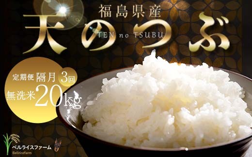 【お米の定期便 2025年12月より隔月3回配送】農家直送 天のつぶ 無洗米 20kg 全3回 F6U-187