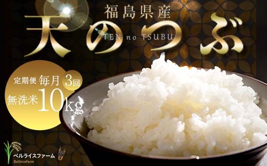 【お米の定期便 2026年2月より毎月3か月配送】農家直送 天のつぶ 無洗米 10kg 全3回 F6U-189